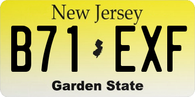 NJ license plate B71EXF