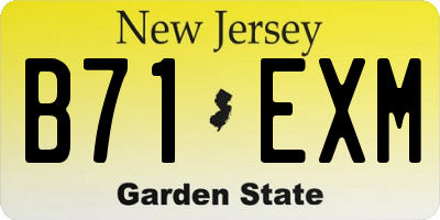 NJ license plate B71EXM