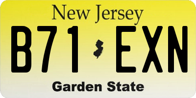 NJ license plate B71EXN