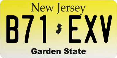 NJ license plate B71EXV