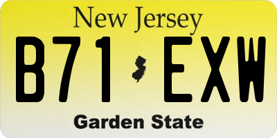 NJ license plate B71EXW