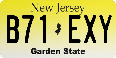 NJ license plate B71EXY