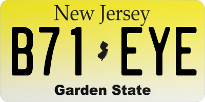 NJ license plate B71EYE