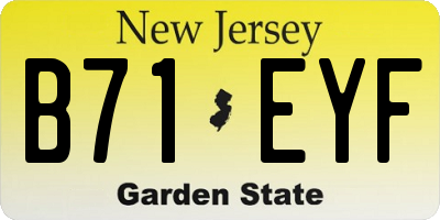 NJ license plate B71EYF