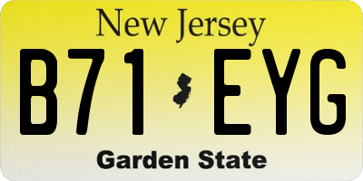 NJ license plate B71EYG