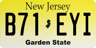 NJ license plate B71EYI