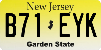 NJ license plate B71EYK