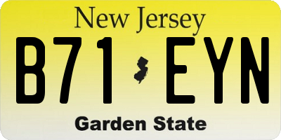 NJ license plate B71EYN