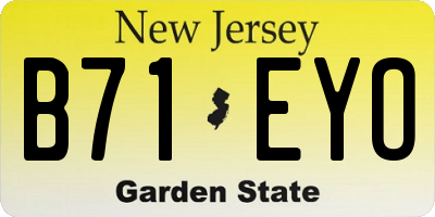NJ license plate B71EYO