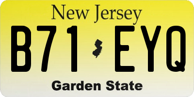 NJ license plate B71EYQ