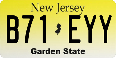 NJ license plate B71EYY