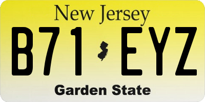 NJ license plate B71EYZ