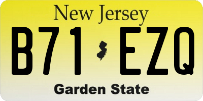 NJ license plate B71EZQ