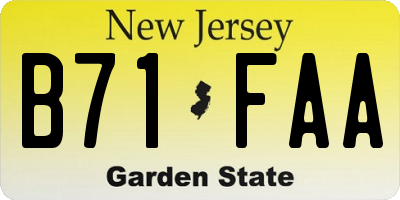 NJ license plate B71FAA