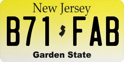 NJ license plate B71FAB