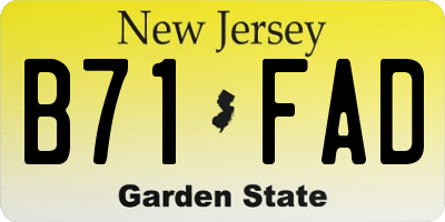 NJ license plate B71FAD