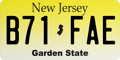 NJ license plate B71FAE