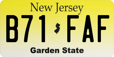 NJ license plate B71FAF