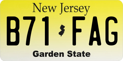 NJ license plate B71FAG