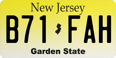 NJ license plate B71FAH