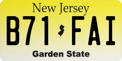 NJ license plate B71FAI