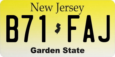 NJ license plate B71FAJ