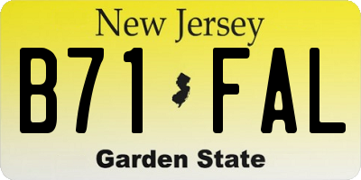 NJ license plate B71FAL