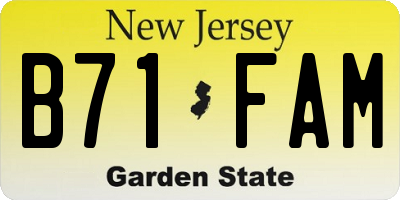 NJ license plate B71FAM