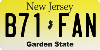 NJ license plate B71FAN
