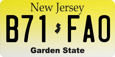 NJ license plate B71FAO