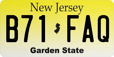 NJ license plate B71FAQ