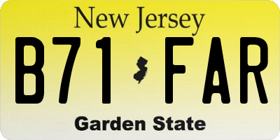 NJ license plate B71FAR