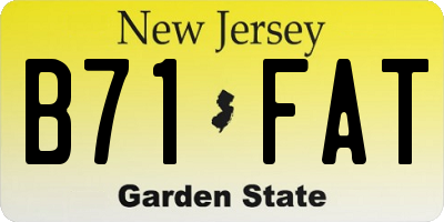 NJ license plate B71FAT