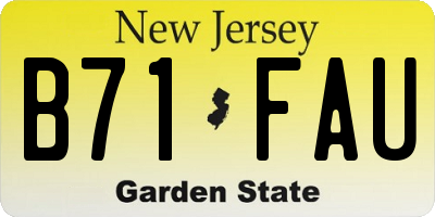 NJ license plate B71FAU