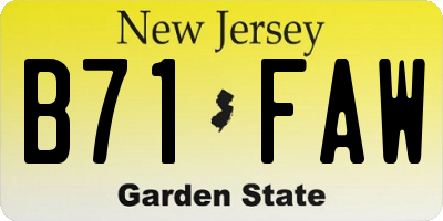 NJ license plate B71FAW