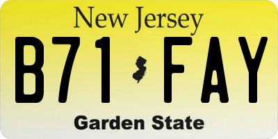NJ license plate B71FAY