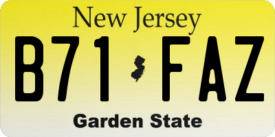 NJ license plate B71FAZ