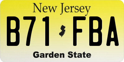 NJ license plate B71FBA