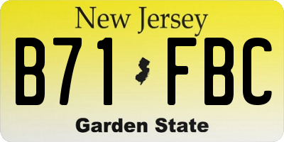NJ license plate B71FBC