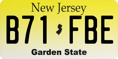 NJ license plate B71FBE