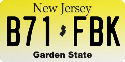 NJ license plate B71FBK