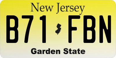 NJ license plate B71FBN