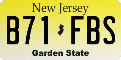 NJ license plate B71FBS