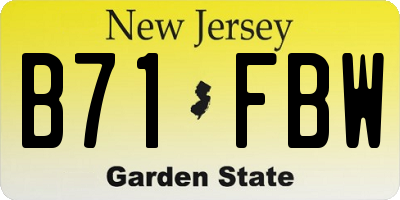 NJ license plate B71FBW