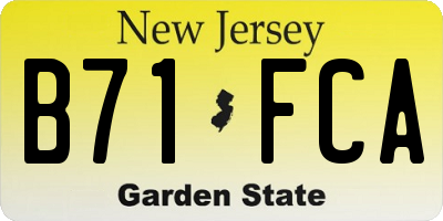 NJ license plate B71FCA