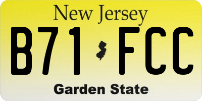 NJ license plate B71FCC