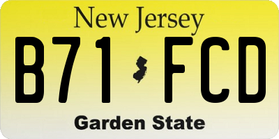 NJ license plate B71FCD