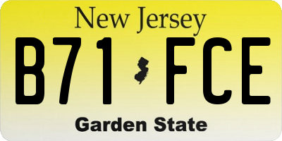 NJ license plate B71FCE