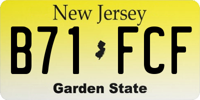 NJ license plate B71FCF