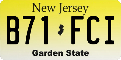NJ license plate B71FCI